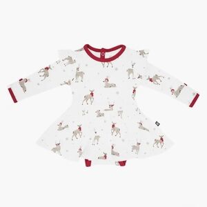 Adorable Reindeer Print Baby Dress